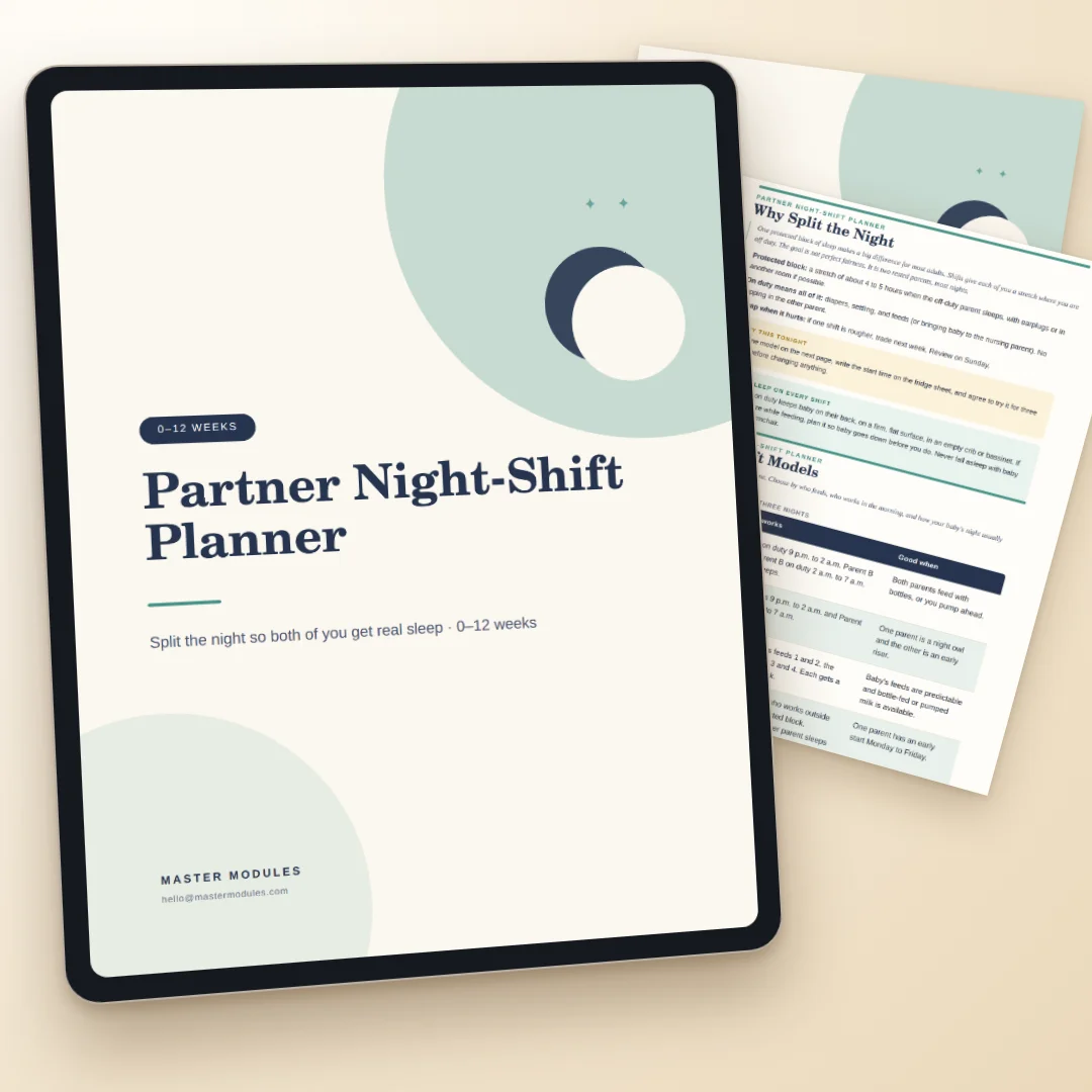 Partner Night-Shift Planner for splitting the night, with shift models for the first 12 weeks